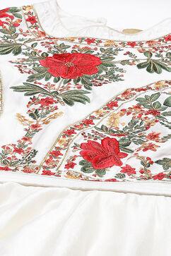 Rohit Bal Ivory Cotton Silk Anarkali Yarndyed Suit Set image number 1