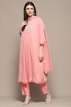 Blush Pink Rayon A-Line Suit Set image number 4