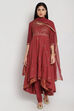 Plum Cotton Anarkali Kurta Churidar Suit Set image number 2