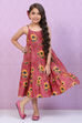 Onion Pink Cotton Tiered Printed Dress