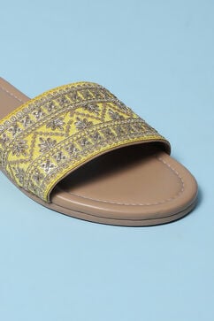 Yellow Embroidered Sandals image number 1