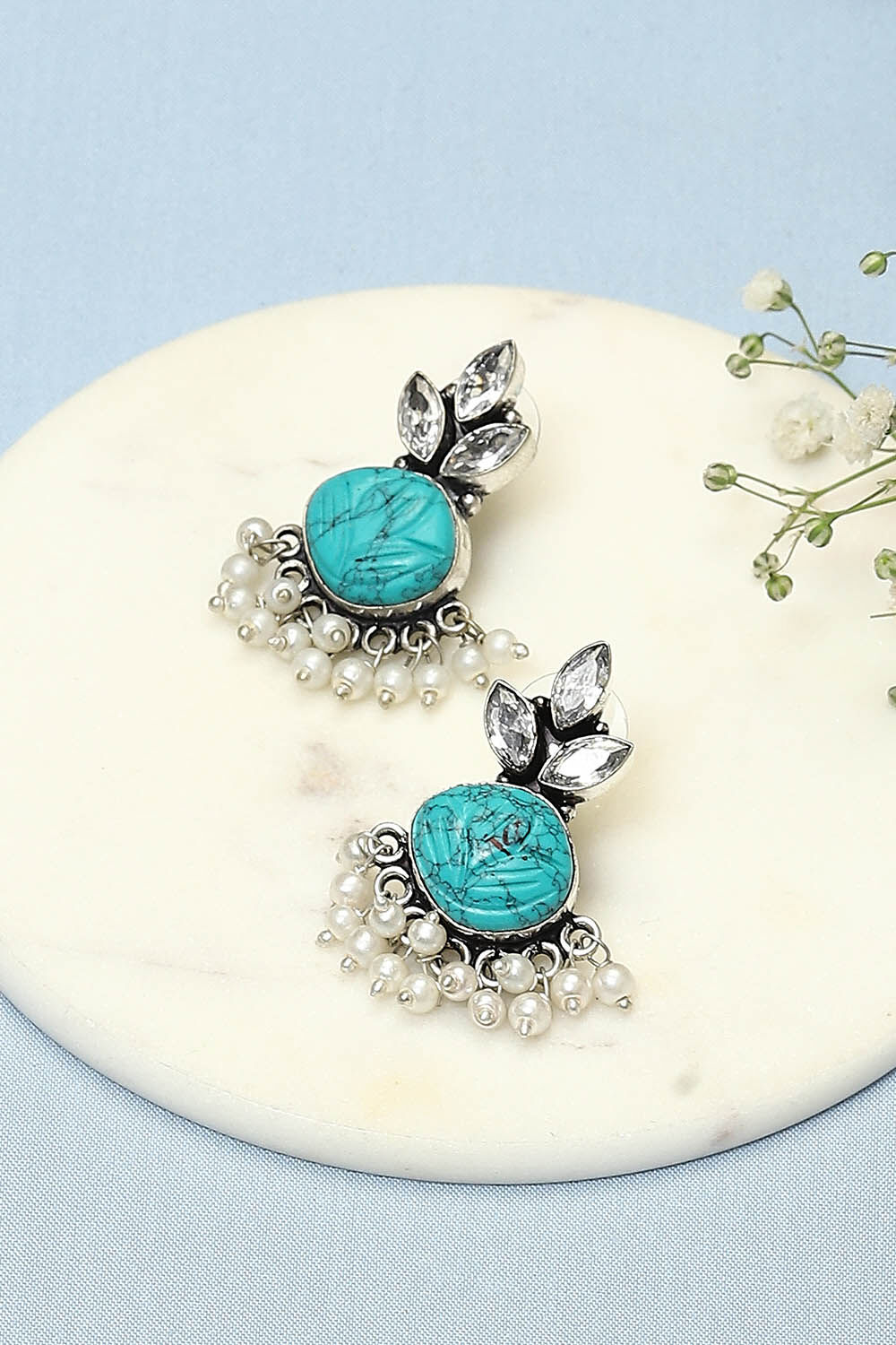 Turquoise Brass Earrings image number 0