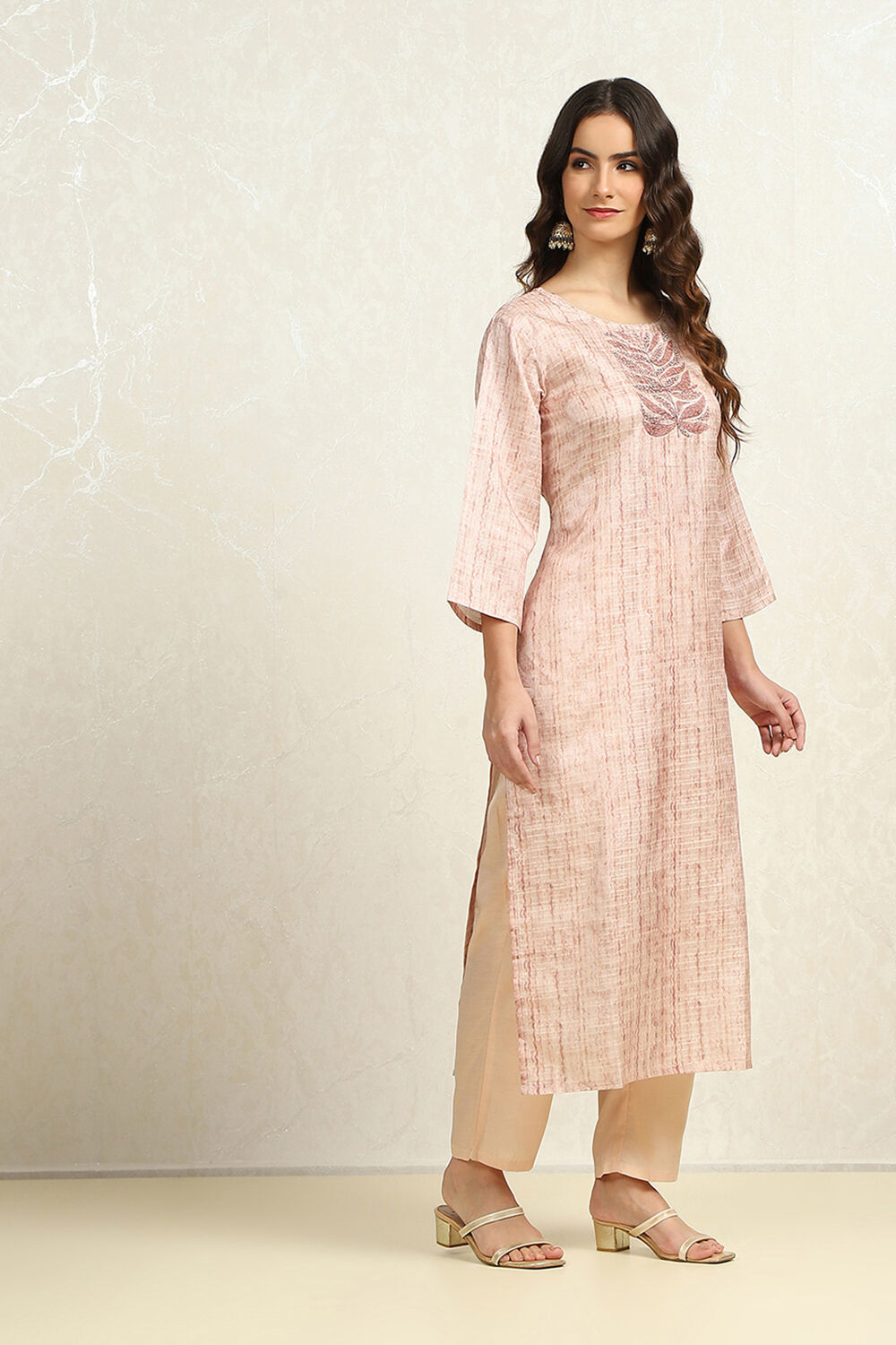 Blue Tussar Printed Unstitched Suit Set image number 6