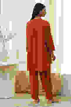 Burnt Orange Straight Solid Co-ord Set image number 4
