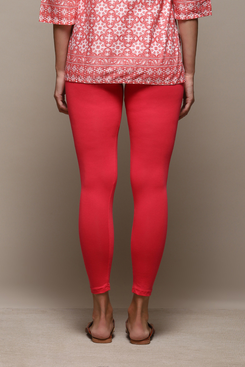 Pink Cotton Blend Solid Churidar image number 4