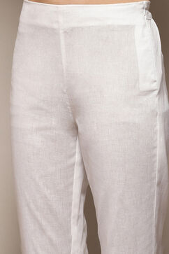 Pink Cotton Flax Narrow Kurta Pant Suit Set image number 2