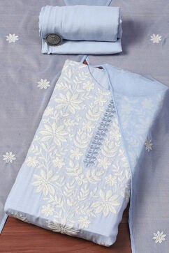 Pastel Blue Rayon Unstitched Suit set image number 0