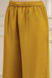 Ochre Yellow Polyester A-Line Dyed Kurta Pants Set image number 2