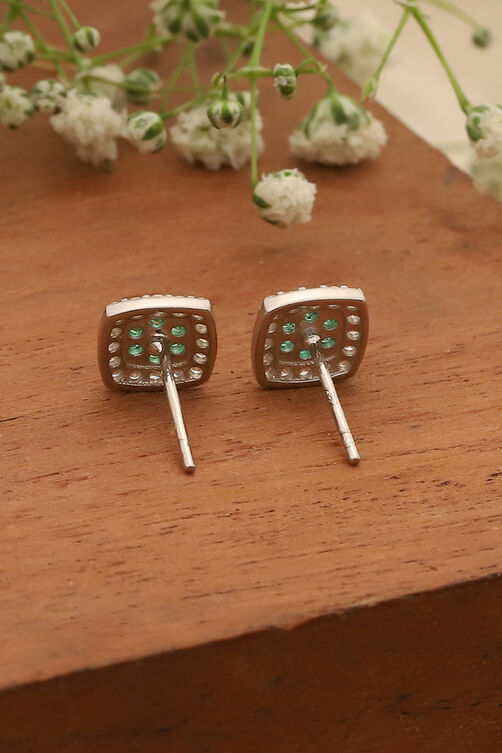 Green 925 Sterling Silver Earrings image number 2