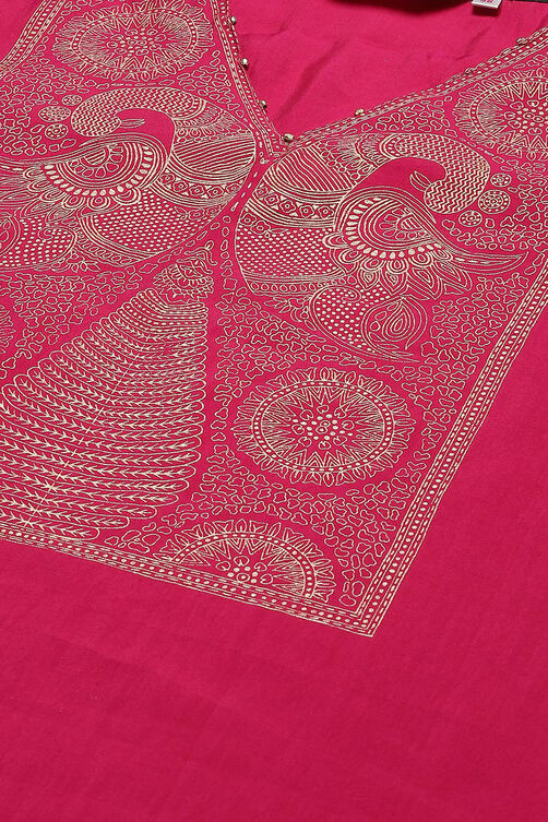 Fuschia Poly Viscose A-Line Printed Kurta image number 1