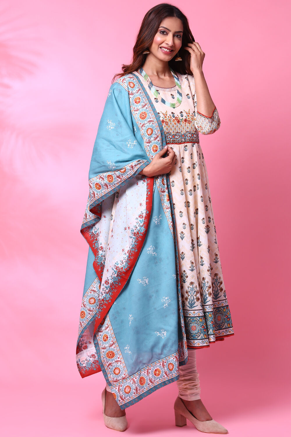 Yellow Cotton Anarkali Suit image number 5