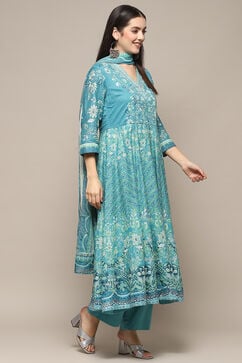 Indigo Cotton Anarkali Suit Set image number 6
