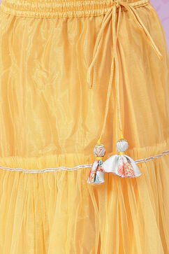 Yellow Art Silk Flared Lehenga image number 2