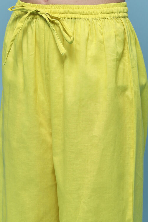 Yellow Cotton Flared Set image number 2