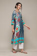 Chalky Teal LIVA Straight Printed Kurta image number 3