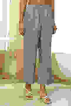 Dull Blue Solid Straight Palazzo image number 1