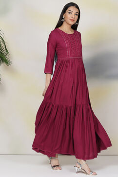 Cherry Red Rayon Fusion Dress image number 2