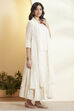Off-White Cotton Embroidered Silk Fusion Set image number 5