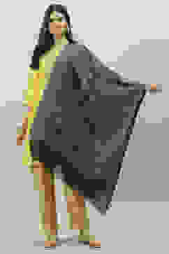 Black & Grey Acrylic Yarndyed Dupatta image number 0