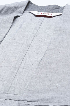 Grey Straight Cotton Fusion Wear 3 Piece Set image number 1