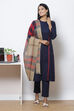 Navy Straight Cotton Fusion Wear 3 Piece Set image number 0