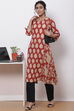 Terracotta Cotton Straight Kurta image number 5