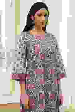 Blue and Pink Cotton Printed Straight Kurta Set image number 1