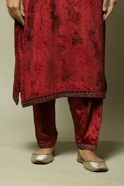 Maroon Viscose Straight Kurta Salwar Suit Set image number 5