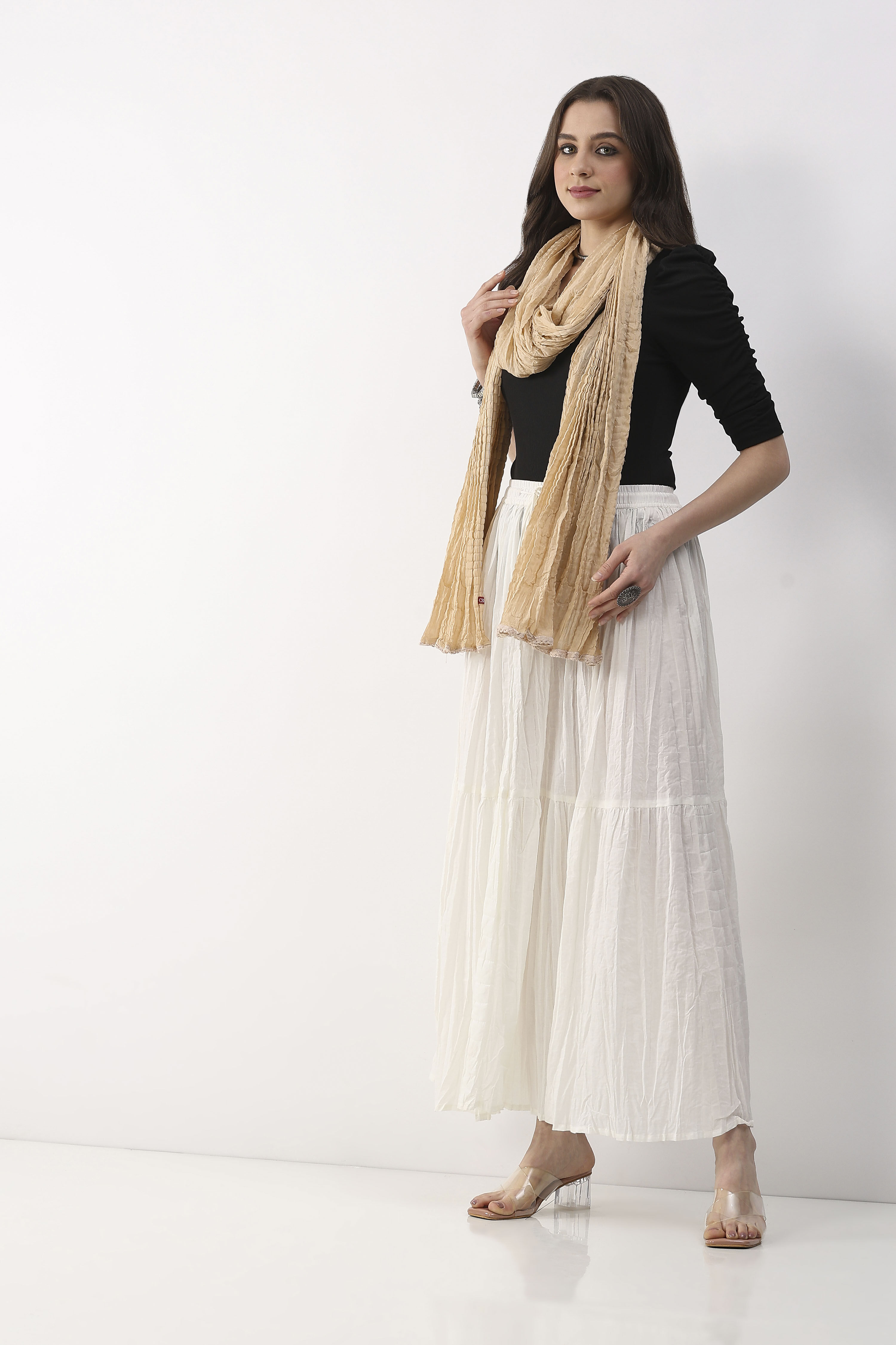 Beige Cotton Dupatta image number 3