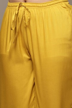 Mustard Rayon Straight Kurta Pants Suit Set image number 2