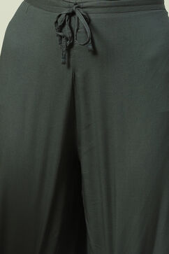 Charcoal LIVA A-Line Kurta Palazzo Suit Set image number 2