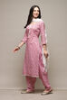 Peach Cotton Handloom Unstitched Suit Set image number 6