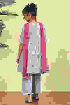 Blue Cotton Printed Anarkali Suit Set image number 4