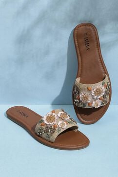 Brown Embroidered Sandals image number 0