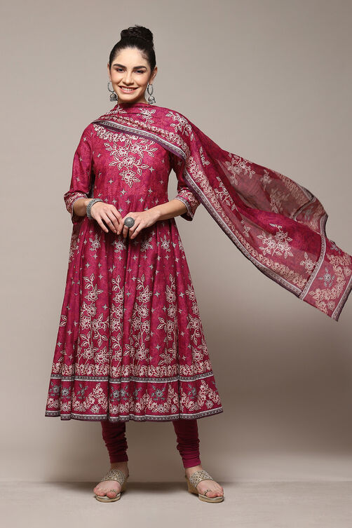 Buy Onion Pink Cotton Anarkali Kurta Churidar Suit Set for INR5495.00 ...