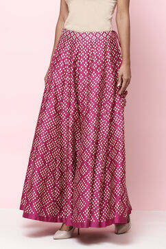 Magenta Flared Cotton Skirts image number 2