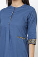 Navy Cotton A-Line Kurta Pant Suit Set image number 1