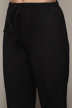 Black Poly Modal Layered Printed Kurta Churidar Suit Set image number 2