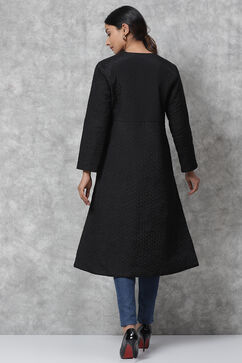 Black Straight Art Silk Printed Jacket image number 4