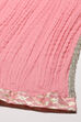Aqua Blue Cotton Anarkali Kurta Lehenga Set image number 3