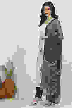 Indigo Cotton Hand Block Print Unstitched Suit Set image number 4