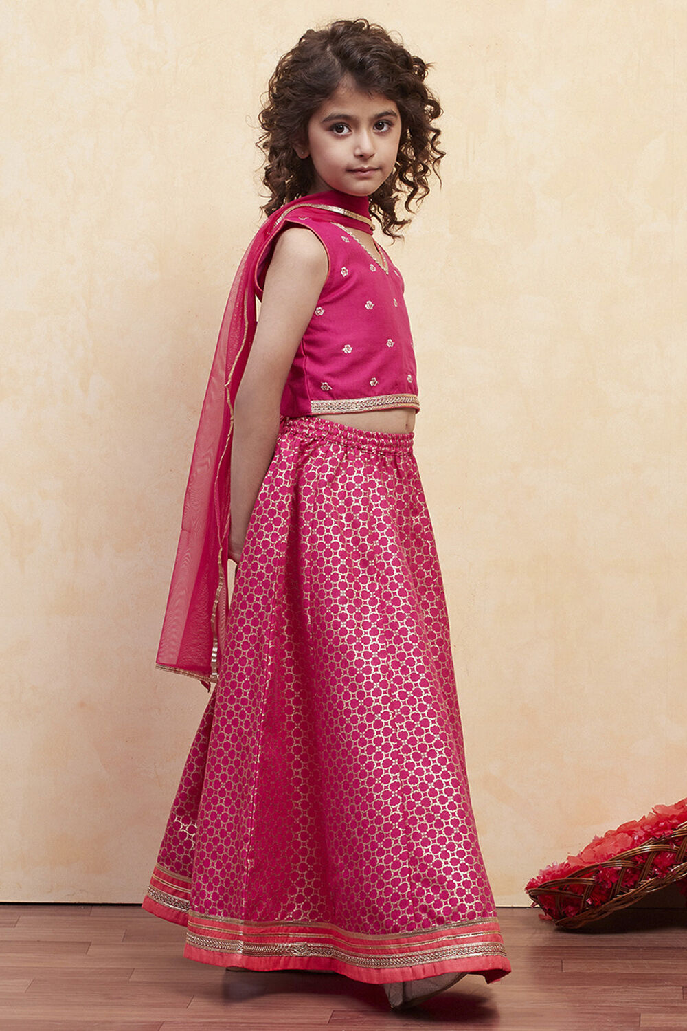 Black Printed Flared Lehenga Set image number 5