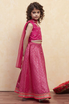 Fuchsia Printed Flared Lehenga Set image number 5