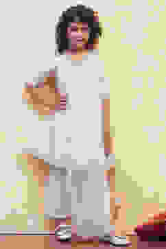 White Yarn Dyed Angrakha Anarkali Suit Set image number 0