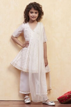 White Polyester Anarkali Suit Set image number 0
