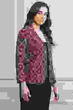 Black Viscose Straight Printed Jacket image number 4