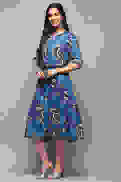 Electric Blue Viscose Straight Kurta image number 2