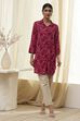 Red Printed Shirt-Style Short Kurta image number 5