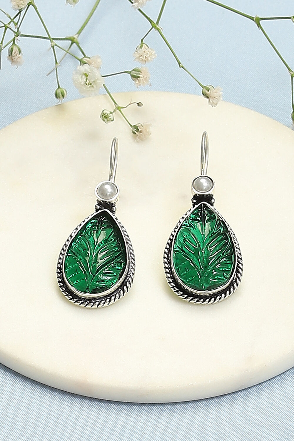 Green Brass Earrings image number 0