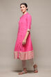 Pink Cotton Blend A-Line Printed Kurta image number 2